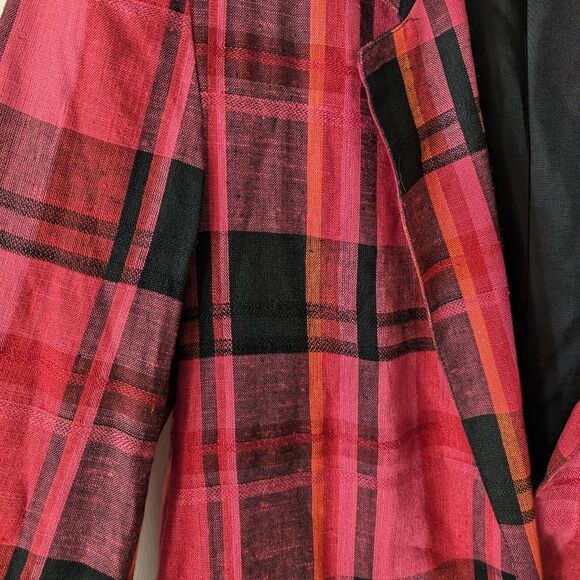 Hunters Run Vintage Pink Plaid Linen Viscose Blend Blazer Size Small - Picture 3 of 9